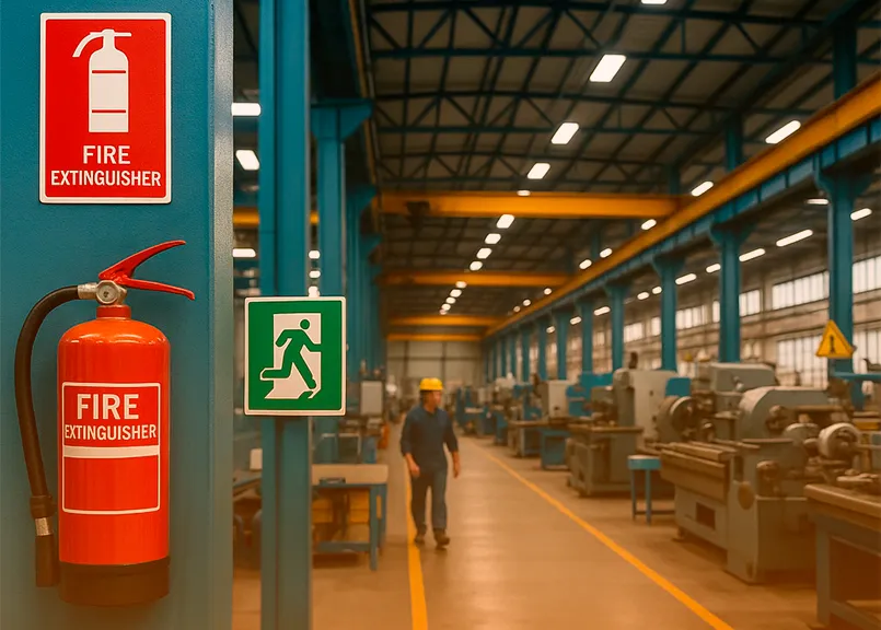 Extintores em áreas industriais: como escolher e onde posicionar 1 BLOG 7 VISTA INTERNA SINALIZACAO MAQUINARIOS